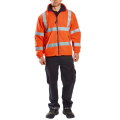 Chaqueta de lana naranja alta visibilidad forrada de abrigo cálido ANSI clase 3 cremallera reflectante uniforme de trabajo OEM